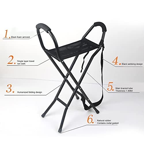 Walking Stick with Seat, Portable Folding Cane Chair Foldable Walking Stick Chairs for adults Seat Walking Sticks for Men and Women, Cane and Stool Dual-use for Elderly Disabled — view 2