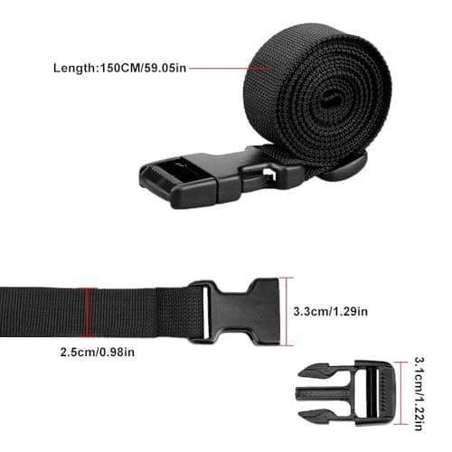 heedpeiur 4 Pieces Luggage Straps Adjustable Luggage Nylon Webbing Straps with Quick Release Buckle Packing Belt for Outdoor Travel Suitcase Baggage 2.5 * 150cm (Black) — view 2