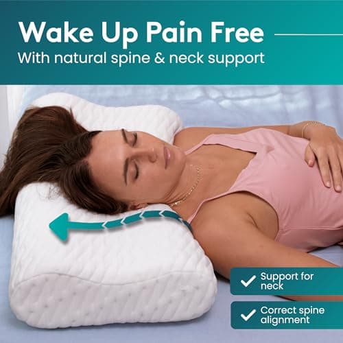BLISSBURY Contour Pillow, Sandwich Memory Foam Contour Pillow | Curved Pillow for Neck Pain, Neck Support for Back, Stomach, Side Sleepers - Includes a Bamboo Case & Hypoallergenic Charcoal Foam — view 3