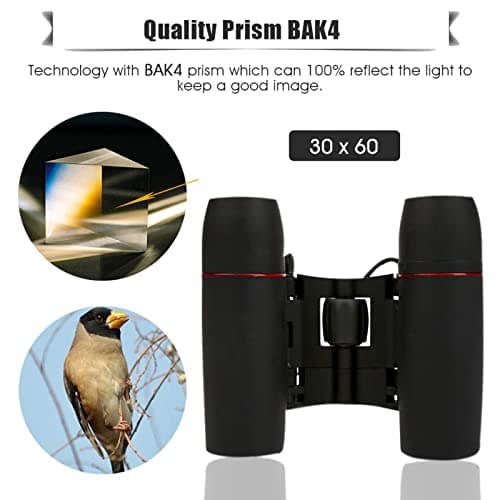 Mini Binoculars For Adults, 30X60 Compact Binoculars Non Damaged Folding Binoculars Telescope With Low Light Night For Bird Watching, Travelling, Sightseeing, Hunting, Etc (Blue film) — view 4