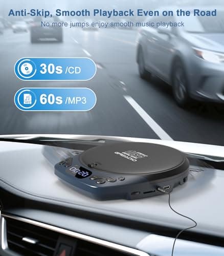 Greadio Portable CD Player, Rechargeable Discman CD Players for Home & Car — view 6