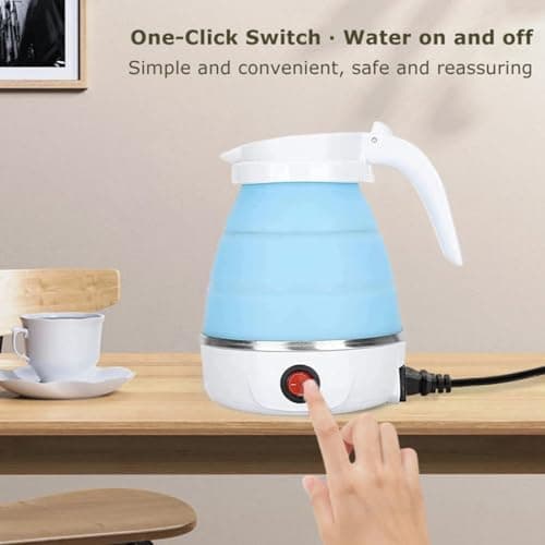 Foldable Electric Kettle, Mini Travel Kettle, Portable Collapsible Kettle for Camping with Separable Power Cord, Fast Boiling, 600ML (Blue) — view 3