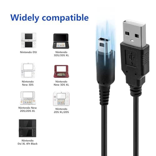 Mcbazel Nintendo 3DS Charger Cable 2 Pack — USB Charging Lead for 3DS, 3DS XL, New 3DS & 2DS XL, New 3DS XL, 2DS, 2DS XL, DSi, DSi XL — 1.2m, Charge While Playing — view 5