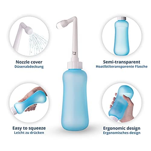 T2 Peri Bottle - Portable Bidet for Postpartum Care, Pain Relief - 450ml Plastic Squeeze Bottle with 60° Nozzle & Washable Storage Bag - Hospital Bag Maternity Essential, Gift for Mum to Be — view 4