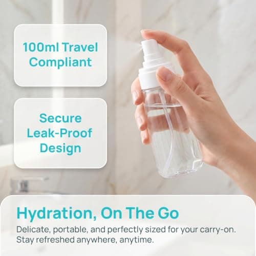 Meralo 3 Pack Small Travel Spray Bottle 100 ml, Fine Mist Spray Bottles for Toiletries, Refillable Clear Plastic Mini Water Mister for Face Skincare Hair and Cleaning (60ml) — view 4
