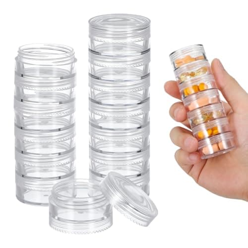 Artibetter 7 Day Organizer Weekly Pill Box 2-Pack Large Compartments Travel Medication Case Storage for Vitamins Home Use