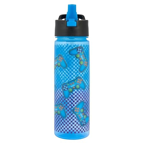 Polar Gear™ Gamer Water Bottle, Blue, 600ml, BPA Free, Flip-Up Straw with Carry Handle, Spill Proof, Gaming Controller Design — view 2