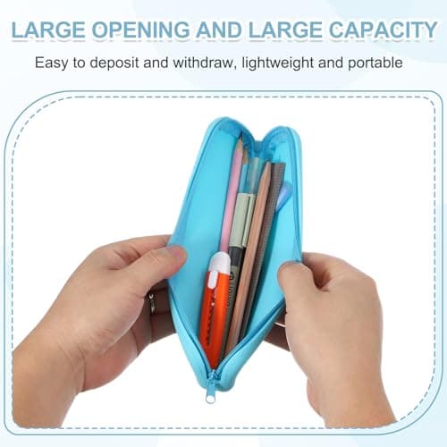 PATIKIL Silicone Pen Case, Rectangular Small Pencil Pen Pouch with Zipper Waterproof Aesthetic Soft Cosmetic Storage Bag Bible Study Supplies Case for Journaling Travel, Khaki Green — view 3