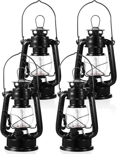 CUTEBAOO solar Lights Outdoor Garden, Hanging Flickering Metal Antique Lantern Solar Lights,Solar Vintage Lantern 4 Packs,Decor Gifts for Women Mom Grandma