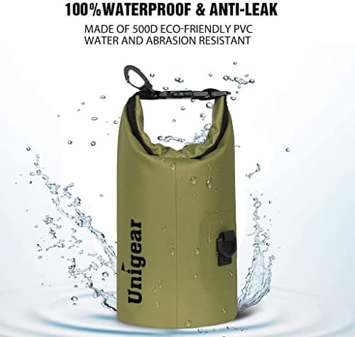 Unigear Waterproof Dry Bag with Phone Case and Adjustable Long Shoulder Strap for Boating, Kayaking, Fishing, Rafting, Swimming, Camping, Snowboarding 2L/5L/10L/20L/30L/40L — view 2