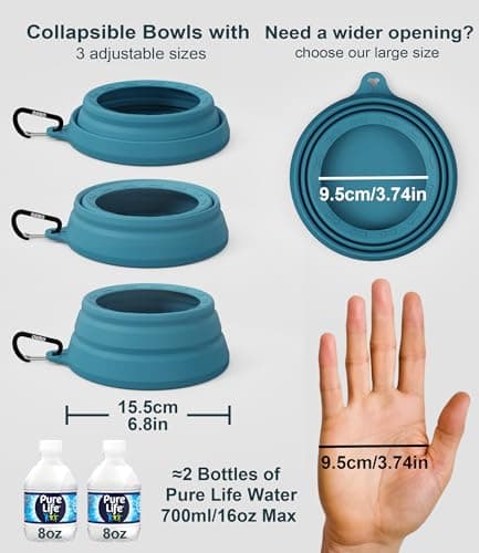 OHMO Non Spill Collapsible Dog Bowl, 700 ml, Peacock Blue — view 6