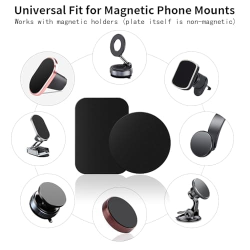 12 Pack Metal Mount Plate Kit – 6 Rectangular & 6 Round – Ultra Thin Steel Plate with Strong 3M Adhesive for Car Mount, Phone, Tablet, GPS​ — view 3