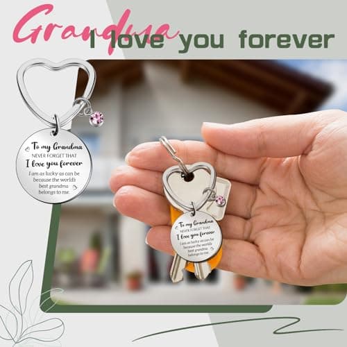 Hestya 2 Pieces Christmas Grandma Gifts from Grandchildren Include 1 Shopping Tote Bag and 1 Keyring for Grandma with Pouch for Granny Mothers Day Christmas Birthday Beach Present — view 6