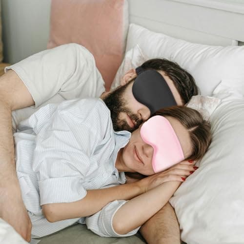 UILYNIU 6 Pieces Sleep Mask, Silk Sleep Mask with Adjustable Strap, Blackout Eye Mask, Soft Eye Mask for Sleeping, Silk Sleeping Eye Masks for Women Men Children, for Night,Travel,Nap (Black Pink) — view 5