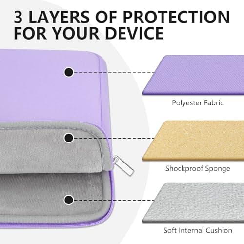 HEDUGO Laptop Sleeve Case with Zipper Accessory Pocket Compatible with 15 to 16 inches MacBook Air/Pro Padded Computer Pouch Cover Shockproof Protective for 15” to 16” Laptop/Chromebook/Tablet, Purple — view 4