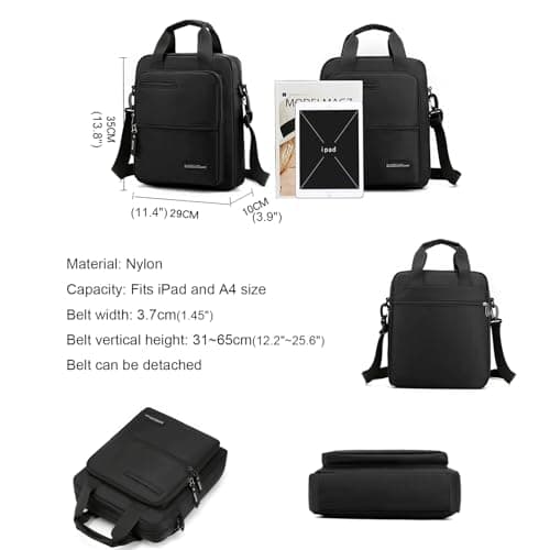 zhongningyifeng Men's 14-inch Laptop Messenger Bag Nylon Large Shoulder Bag Business Waterproof Casual Black Crossbody Bag for Work Travel Outdoor — view 5