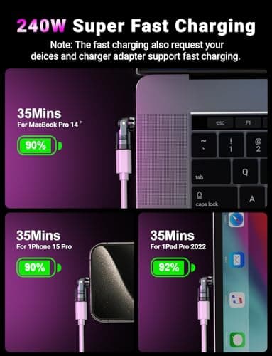 VAFOTON 240W USB C Magnetic Adapter, 9Pin 540° USB C Adapter (2 Pack), Supports PD 240W 5A Quick Charge and Data Transfer, For MacBook/Laptop/Tablet — view 3
