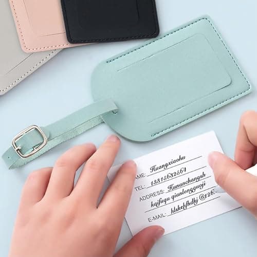 Redamancy Luggage Tags, Leather Suitcase Tags, Luggage Tags for Suitcases with Adjustable Strap Privacy Protection Cover for Preventing Loss of Bags and Suitcases — view 6