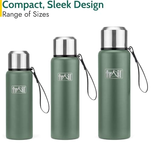 Trail Vacuum Flask with Strap, Camping & Travel, 800ml, Green — view 5