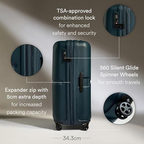 ANTLER Single Stripe Hard Shell Large Suitcase + Laundry Bag - 81x56x34cm 144L, Expandable, Lightweight, 4 Spinner Wheels, TSA Lock - Durable Large Check in Luggage - Indigo Blue — view 4
