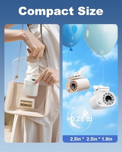 WISFISSH Portable Clip On Fan for Umbrella,Ultra Light 0.28 Lb,100 Wind Speed Stepless Adjustment,Personal Rechargeable Clip On Fan for Umbrella Beach Outdoor Travel Essential(White) — view 3