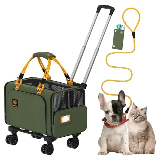 PAWZIDEA Expandable Rolling Cat Carrier with Wheels, Soft-Sided Pet Carrier