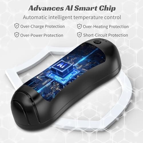 FANDLISS 2-in-1 Hand Warmer Rechargeable,Portable 6000mAh,3 Heat Mode,Black — view 4