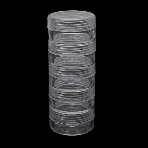 YO-HAPPY Bead Containers, 5 Layer Stackable Bead Containers Small Item Plastic Round Clear Storage Jar Box — view 3