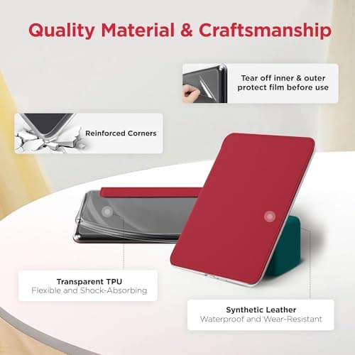 Litvana Detachable Magnetic Case for 7'' Kindle Paperwhite 12th Gen 2024 and Kindle Colorsoft Signature Edition, Slim PU Shell Cover Case with Auto Wake/Sleep, Red — view 6