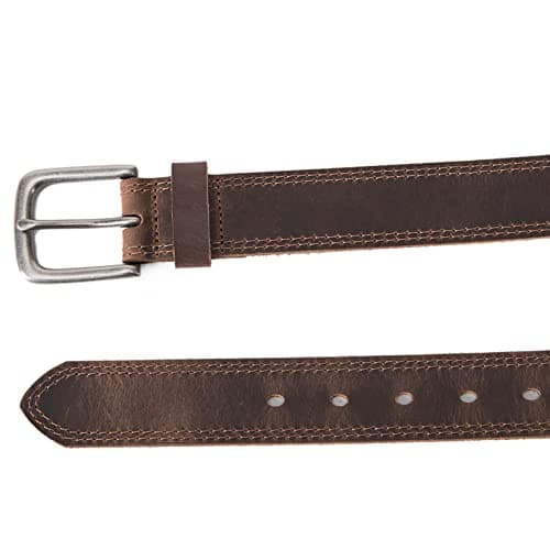 Vatan Men's Genuine Leather Casual Every Day Jeans Belts, Handmade Men Leather Belt with Gift Box (B-Bourbon Brown (Double Stitch), 34(Fits Waist 32"-33")) — view 6