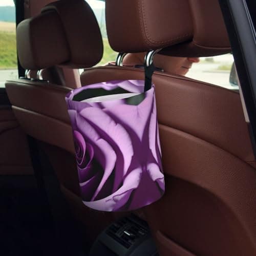 MDATT Purple Rose Car Trash Can Leak-Proof Organizer For Long Road Trips And Family Vacations — view 5