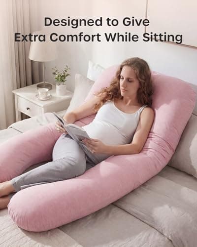 Nuliie Pregnancy Pillow for Sleeping, U Shaped (Cooling Light Pink) — view 3