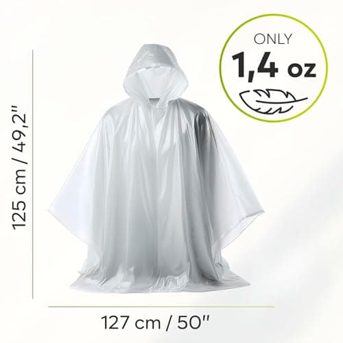 ZENO Rain Poncho Waterproof Adult - Festival Poncho - Waterproof, Disposable, Clear with Hood - Emergency Rain coat for Hiking, Cycling, Camping, Concert - Pack of 4 - Orange Glow Edition — view 5