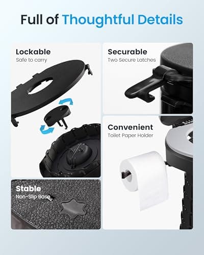 TRIPTIPS Upgrade Retractable Portable Toilet Foldable Height Adjustable Travel Toilet for Car Camping Toilet Portable Potty for Adults and Kids, Portable Toilet for Camping, XL Size (Carbon-16'') — view 6