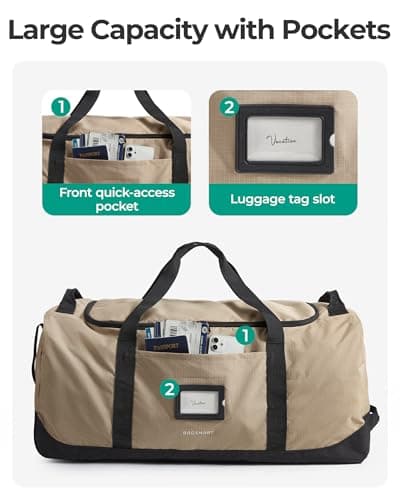 BAGSMART 83L Foldable Holdall Bag with Wheels, Men's Large Travel Duffle — view 6