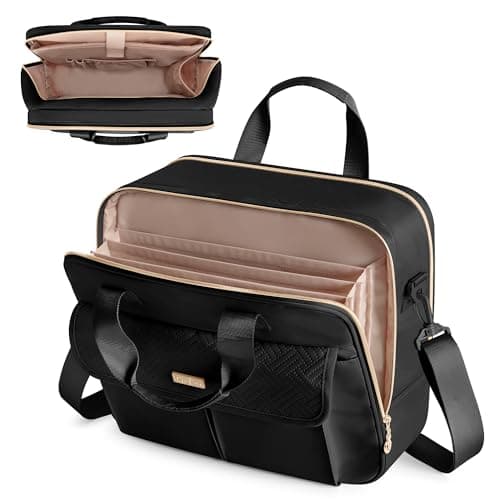 Prokva Teacher Tote Laptop Briefcase Work Bag for Women, Black