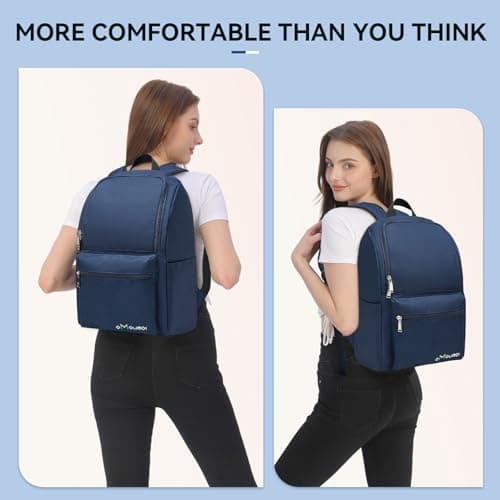 OMOUBOI Laptop Backpack for Men Women Fits 14-15.6 Inch Laptop Lightweight Bookbag School Rucksack Work Bags Anti Theft Casual Daypack for Tennis Hiking Weekender Travel Business College,Dark Blue — view 2