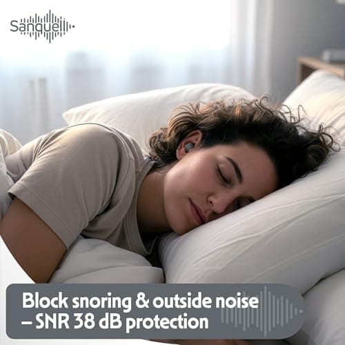 Sanquell Soft Disposable Foam Ear Plugs, 70 Pairs, SNR 38 dB Hearing Protection, Includes Aluminium Case, for Sleep, Travel, Work, and Study - Grey — view 3