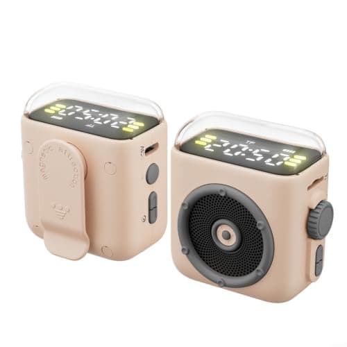 Risveglio Magnetic for Mini Speaker with Night Light and Time Display, Portable Retro Clip-On Audio Dock Outdoor Travel, 400mAh (Beige)
