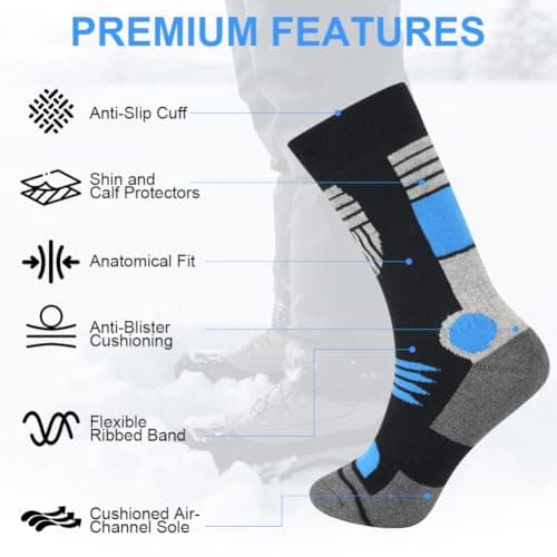 DiULi 4 Pack Thermal Ski Socks for Women Winter Warm Thick Knee High Socks — view 3
