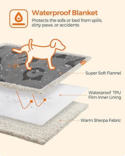 Feandrea Waterproof Dog Blanket, Sherpa Fleece, XXL, 63 x 73 cm — view 4