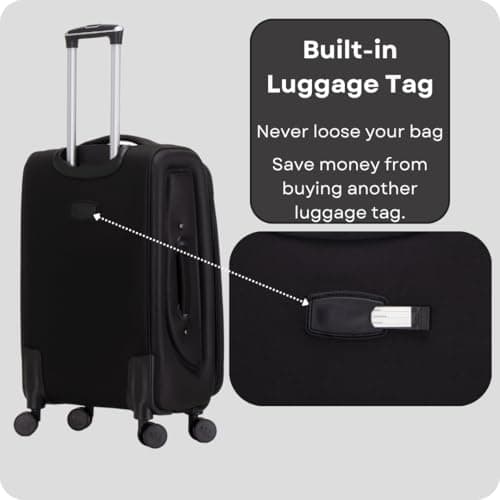 ATX Luggage 55x36x20cm Cabin Carry on Flight Bag Approved Hand Luggage Case Hold Suitcase Fits Ryanair Priority EasyJet FlexiPlus 56x45x25 Jet2 Wizzair & More (Black, 45 Liter) — view 4