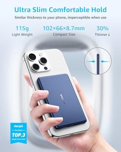 decqle “Air” Power Bank for MagSafe 5000mAh Ultra Slim Battery Charger Case — view 2