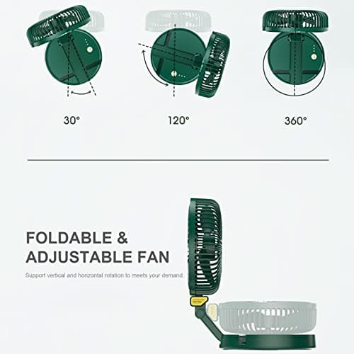 7 Inch LED Desk Fan Cooling Rechargeable Foldable Portable 3 Speeds Wall Hanging with Night Light Phone Holder for Travel Office Home — view 3
