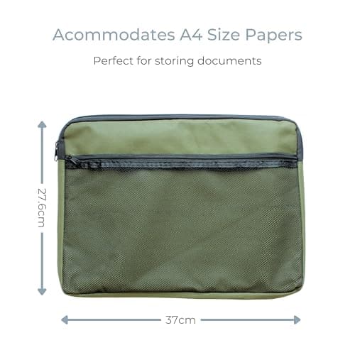 Cathedral Products A4 Canvas Document Bag with Zip and Outer Mesh Pocket - Green — view 4