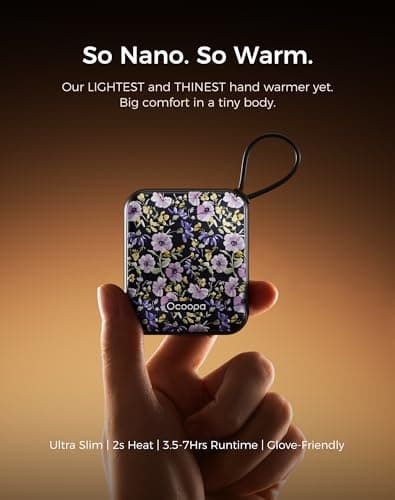 OCOOPA Hand Warmers Rechargeable 2 Pack, 7Hrs*2 Long Heat, 0.6" Ultra Slim Fits Pocket Gloves, 3 Heat Levels, UL Certified Electric Handwarmer, Gifts for Christmas,Winter Essential,UT5 Nano — view 2