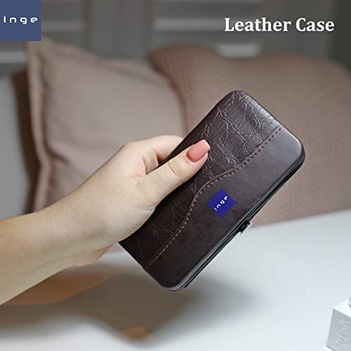 Inge 14 Piece Manicure Set for Men & Women | Stainless Steel Nail Clippers & Pedicure Kit | Professional Nail Care Grooming Set with Leather Travel Case — view 4