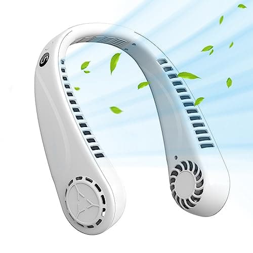 Portable Neck Fan, Personal Neck Fans USB Rechargeable 5-Speeds Personal Fan, Hands Free Bladeless Mini Fan with 360°Cooling Airflow, Wearable Fans for Travel, Outdoor, Home, Office, School, Camping