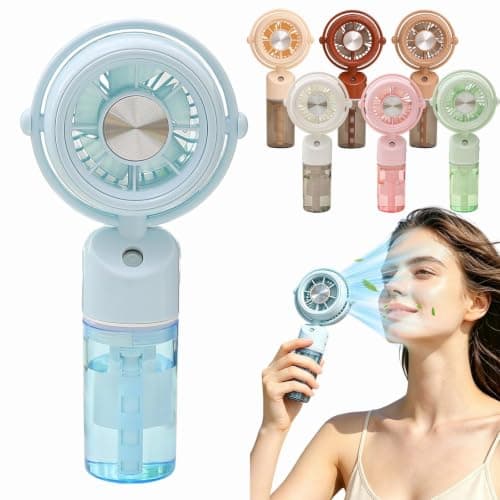 JytxhgzrVZ Portable Fan with Water Mist Spray, Mini USB Hand Fan Rechargeable, Fans Cooling Water Fan Handheld for Outdoor Indoor Summer Holiday Office, Travel Essentials (Khaki)