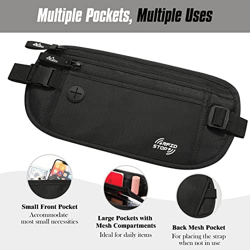 MoKo Travel Money Belt with RFID Blocking and 3 Pockets — view 4